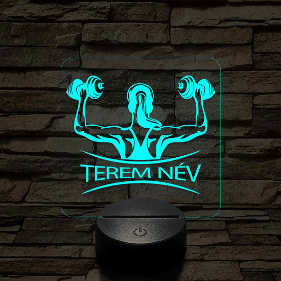 Fitness női alak – 7 színű, színváltós 3D LED lámpa (személynévvel is gravírozható)