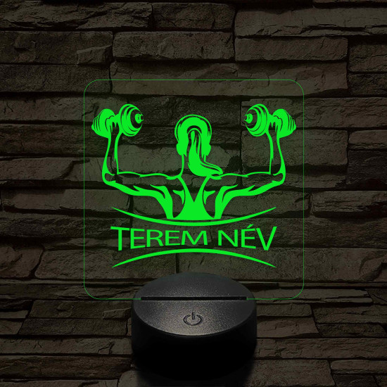 Fitness női alak – 7 színű, színváltós 3D LED lámpa (személynévvel is gravírozható)