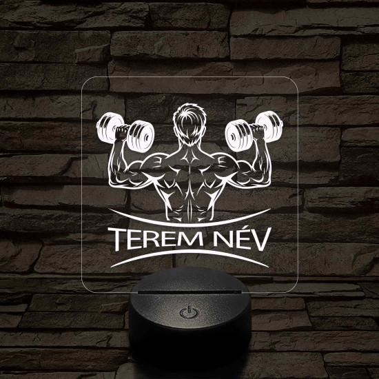Fitness férfi alak – 7 színű, színváltós 3D LED lámpa (személynévvel is gravírozható)