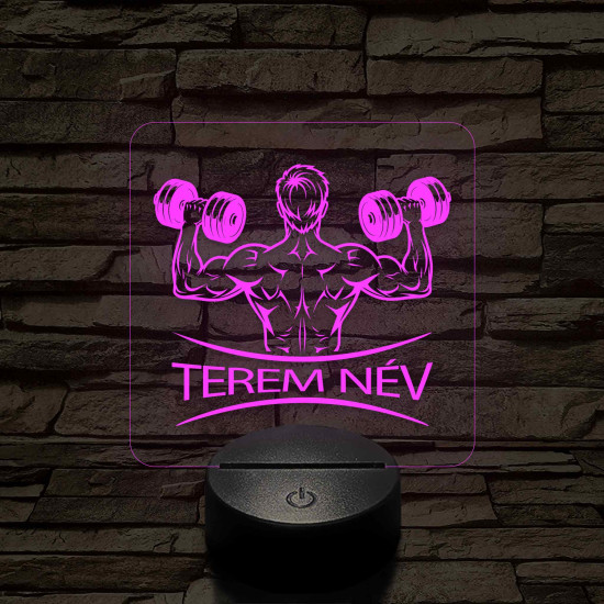 Fitness férfi alak – 7 színű, színváltós 3D LED lámpa (személynévvel is gravírozható)