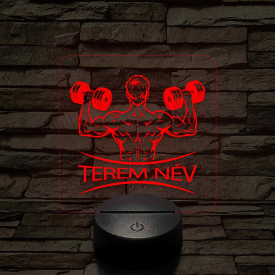Fitness férfi alak – 7 színű, színváltós 3D LED lámpa (személynévvel is gravírozható)