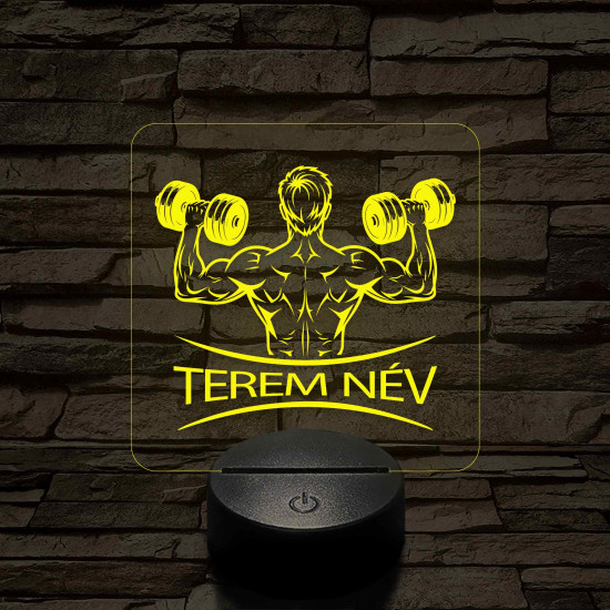 Fitness férfi alak – 7 színű, színváltós 3D LED lámpa (személynévvel is gravírozható)