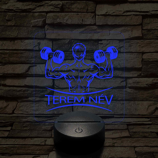 Fitness férfi alak – 7 színű, színváltós 3D LED lámpa (személynévvel is gravírozható)