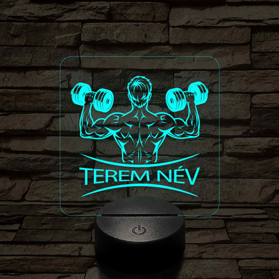 Fitness férfi alak – 7 színű, színváltós 3D LED lámpa (személynévvel is gravírozható)