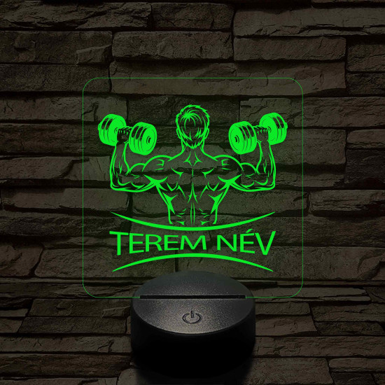 Fitness férfi alak – 7 színű, színváltós 3D LED lámpa (személynévvel is gravírozható)