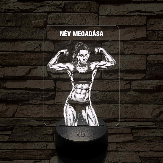 Fitnessz Bajnok Nő – 7 színű, színváltós 3D LED lámpa
