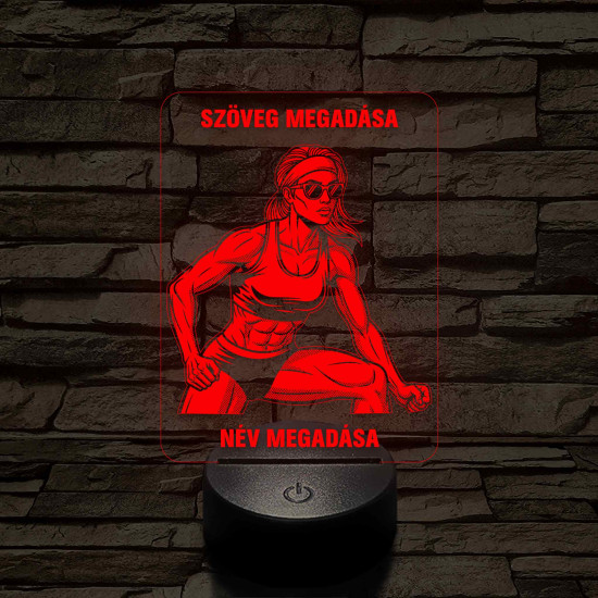 Napszemüveges Fitnesz Nő – 7 színű, színváltós 3D LED lámpa