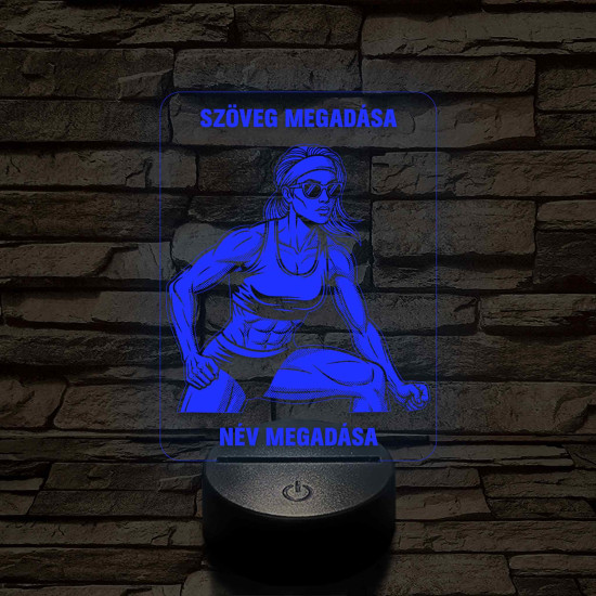 Napszemüveges Fitnesz Nő – 7 színű, színváltós 3D LED lámpa