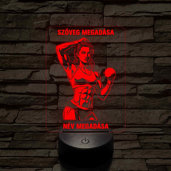 Boxkesztyűs Harcos Csaj – 7 színű, színváltós 3D LED lámpa