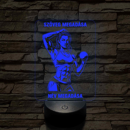 Boxkesztyűs Harcos Csaj – 7 színű, színváltós 3D LED lámpa