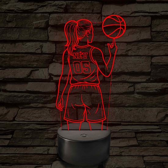 Kosárlabdás lány – 7 színű, színváltós 3D LED lámpa