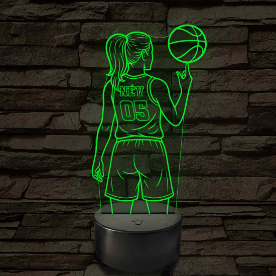 Kosárlabdás lány – 7 színű, színváltós 3D LED lámpa