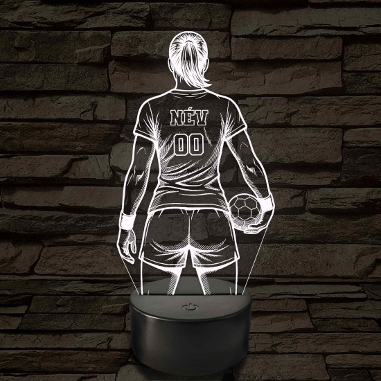 Kézilabdás lány névvel és számmal kérhető - 7 színű 3D led lámpa