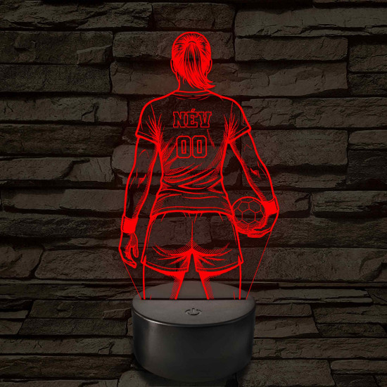 Kézilabdás lány névvel és számmal kérhető - 7 színű 3D led lámpa