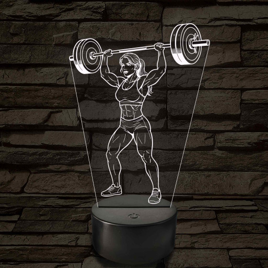 Női súlyemelő – 7 színű, színváltós LED lámpa