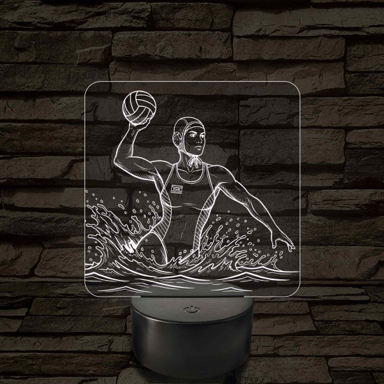 Női vízilabdázó dobómozdulatban – 7 színű, színváltós LED lámpa