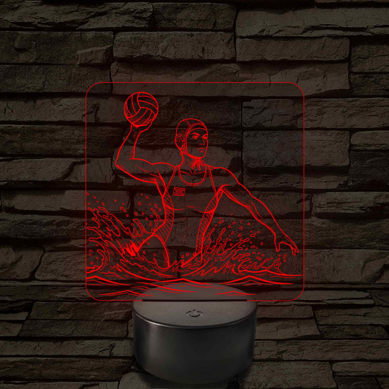 Női vízilabdázó dobómozdulatban – 7 színű, színváltós LED lámpa