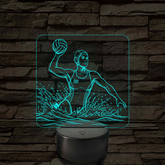 Női vízilabdázó dobómozdulatban – 7 színű, színváltós LED lámpa