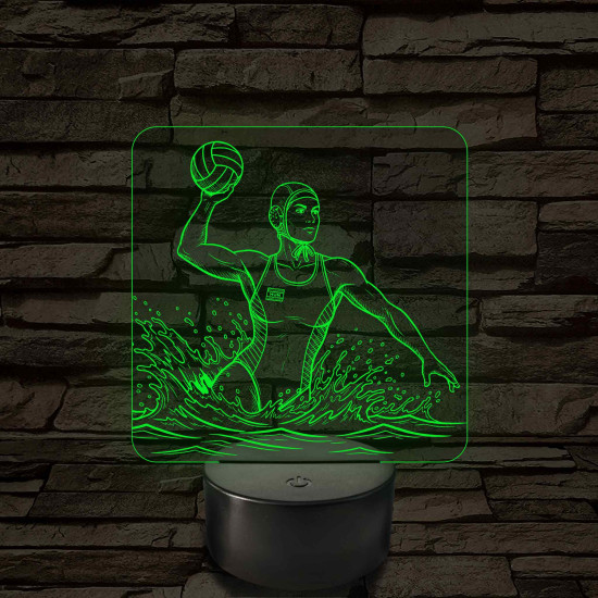 Női vízilabdázó dobómozdulatban – 7 színű, színváltós LED lámpa