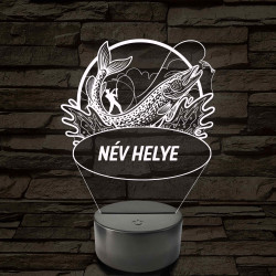 Csuka és horgász – Névvel kérhető 7 színű 3D led lámpa