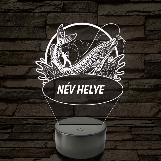 Csuka és horgász – Névvel kérhető 7 színű 3D led lámpa