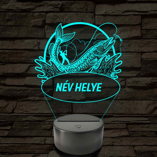Csuka és horgász – Névvel kérhető 7 színű 3D led lámpa