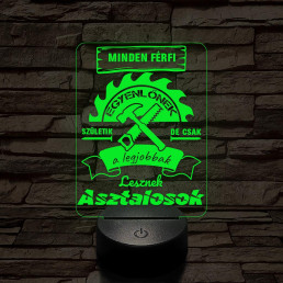 Asztalos szakma lámpa – 7 színű, színváltós 3D LED lámpa