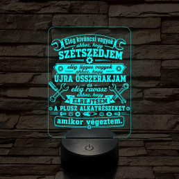 Autószerelő szakma lámpa – 7 színű, színváltós 3D LED lámpa