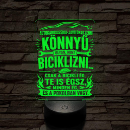 Autókarosszéria lakatos szakma lámpa – 7 színű, színváltós 3D LED lámpa