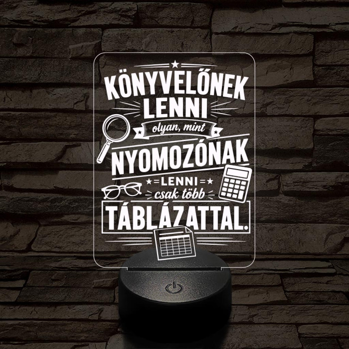 Könyvelő szakma lámpa – 7 színű, színváltós 3D LED lámpa