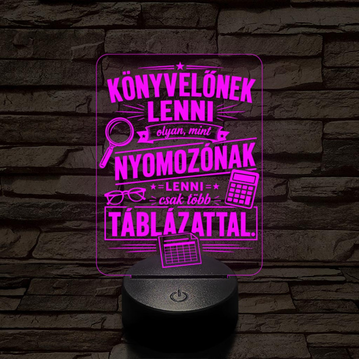 Könyvelő szakma lámpa – 7 színű, színváltós 3D LED lámpa