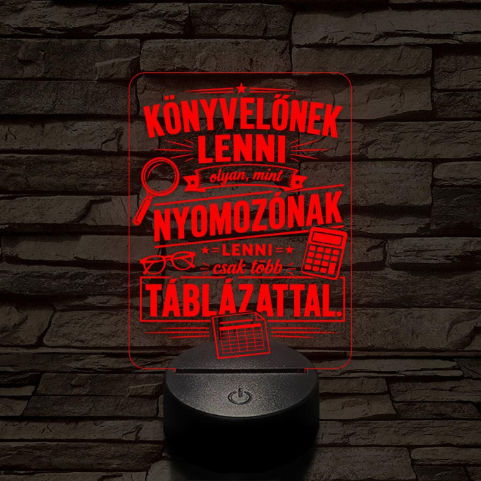 Könyvelő szakma lámpa – 7 színű, színváltós 3D LED lámpa