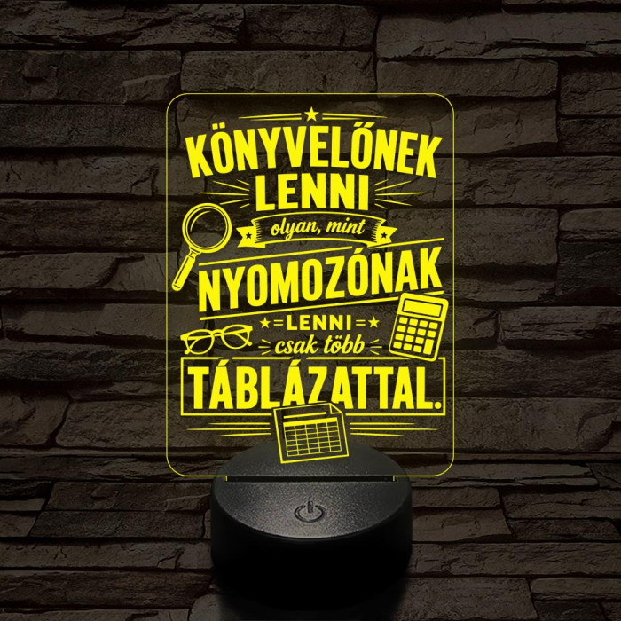 Könyvelő szakma lámpa – 7 színű, színváltós 3D LED lámpa