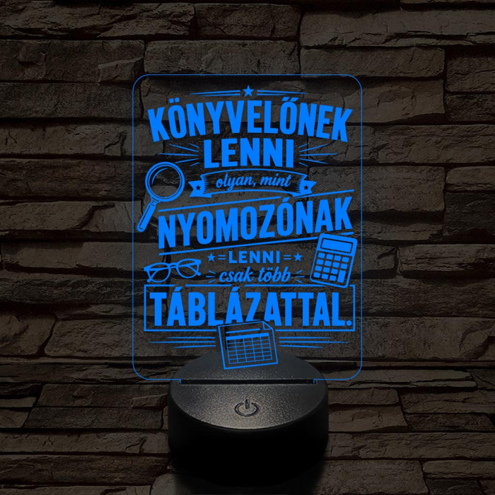 Könyvelő szakma lámpa – 7 színű, színváltós 3D LED lámpa
