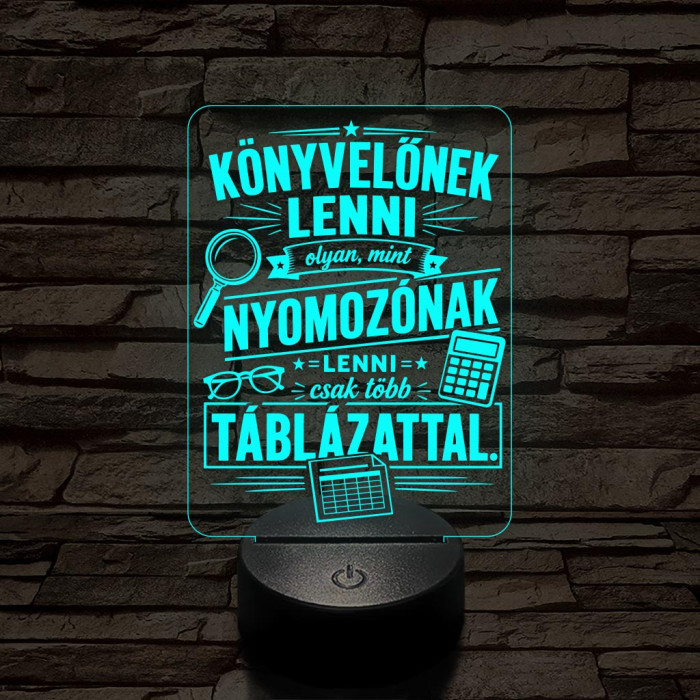 Könyvelő szakma lámpa – 7 színű, színváltós 3D LED lámpa