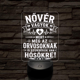 Hős Nővérek szakma lámpa – 7 színű, színváltós 3D LED lámpa