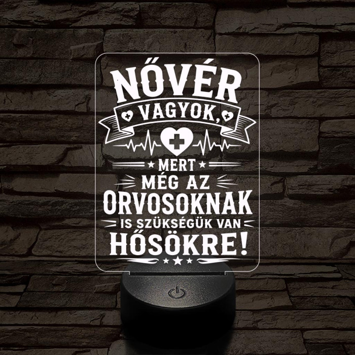 Hős Nővérek szakma lámpa – 7 színű, színváltós 3D LED lámpa