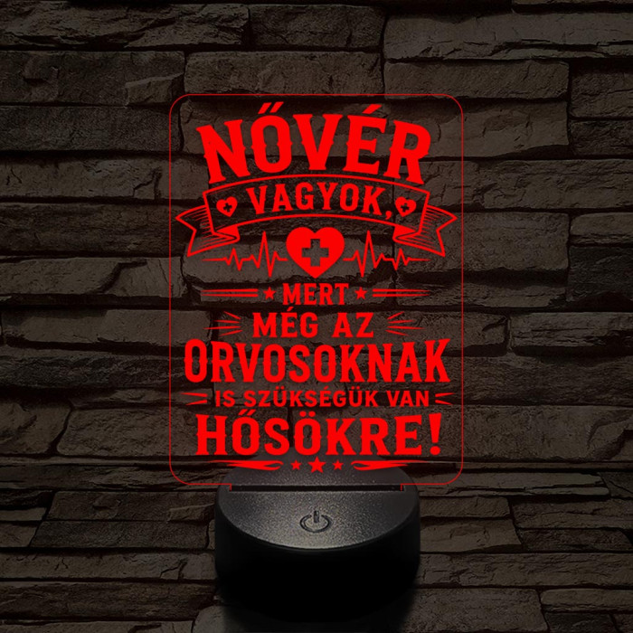 Hős Nővérek szakma lámpa – 7 színű, színváltós 3D LED lámpa