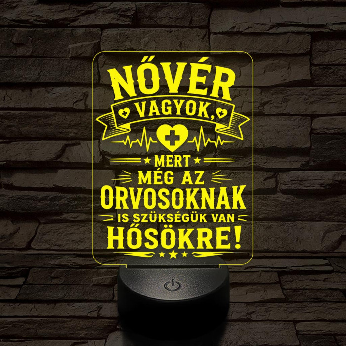 Hős Nővérek szakma lámpa – 7 színű, színváltós 3D LED lámpa