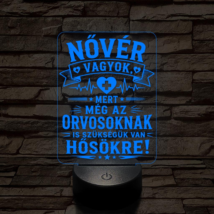 Hős Nővérek szakma lámpa – 7 színű, színváltós 3D LED lámpa