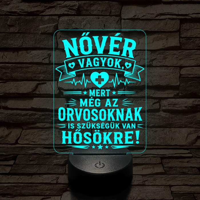 Hős Nővérek szakma lámpa – 7 színű, színváltós 3D LED lámpa