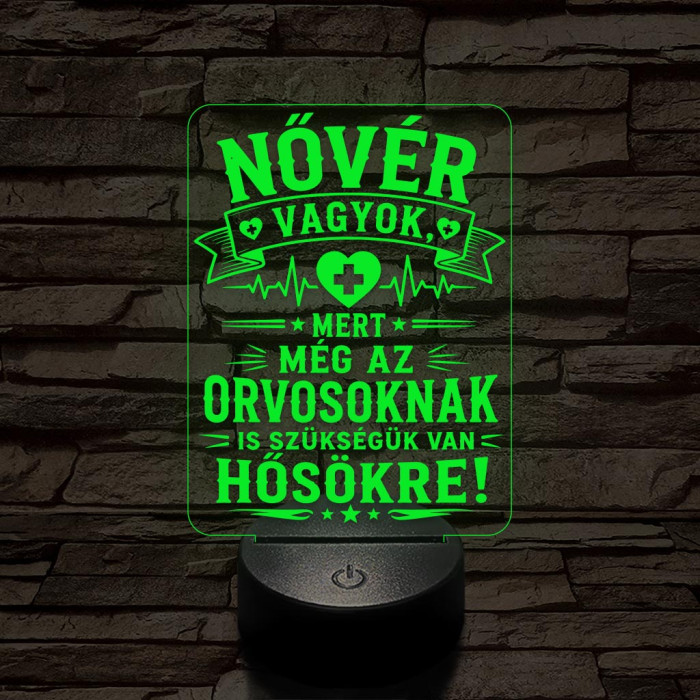 Hős Nővérek szakma lámpa – 7 színű, színváltós 3D LED lámpa