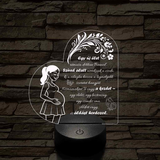 Egy új élet kismama szívforma 7 színű 3D led lámpa