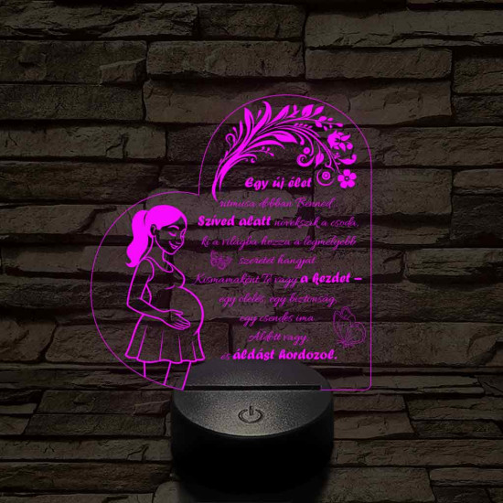 Egy új élet kismama szívforma 7 színű 3D led lámpa