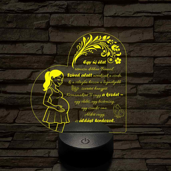 Egy új élet kismama szívforma 7 színű 3D led lámpa