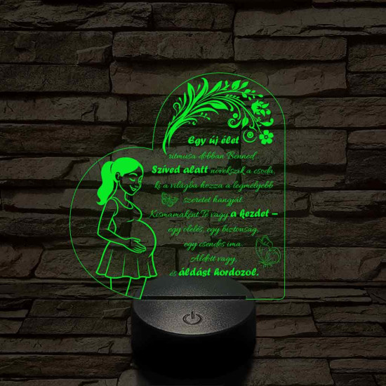 Egy új élet kismama szívforma 7 színű 3D led lámpa