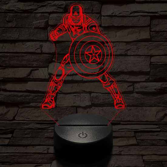 Amerika Kapitány 3D led lámpa