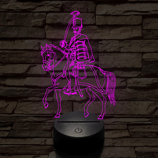 Lovas huszár 7 színű 3D led lámpa