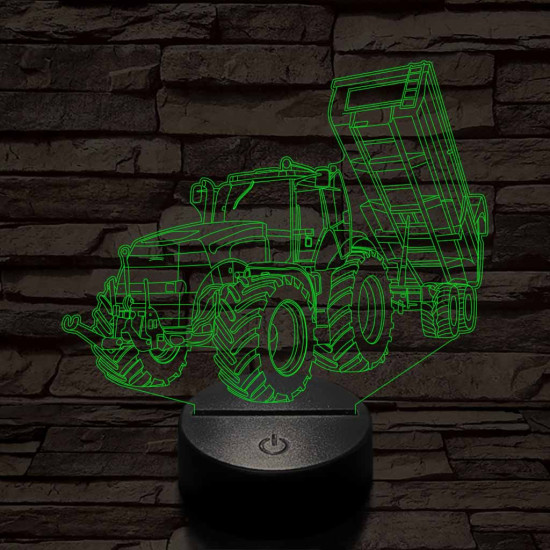 Traktor-pótkocsival 3D led lámpa