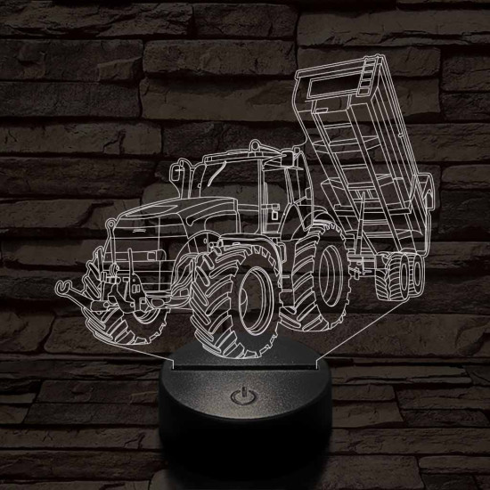 Traktor-pótkocsival 3D led lámpa